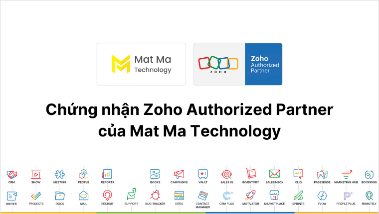 Chứng nhận Zoho Authorized Partner của Mat Ma Technology